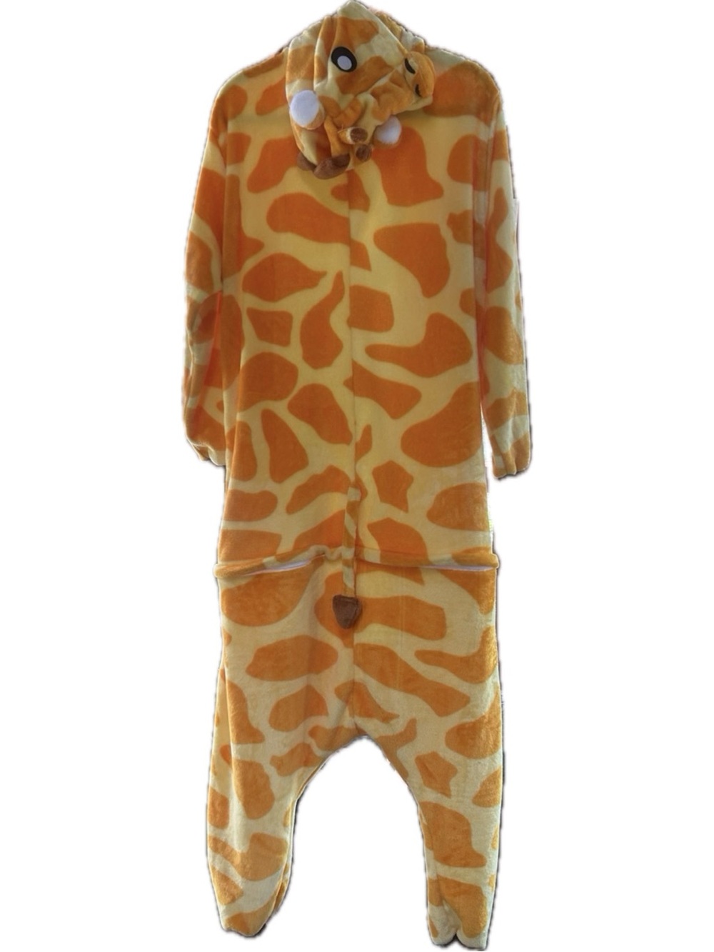 Adult Hooded Giraffe Onesie Orange and White Halloween Costume Unisex Size L